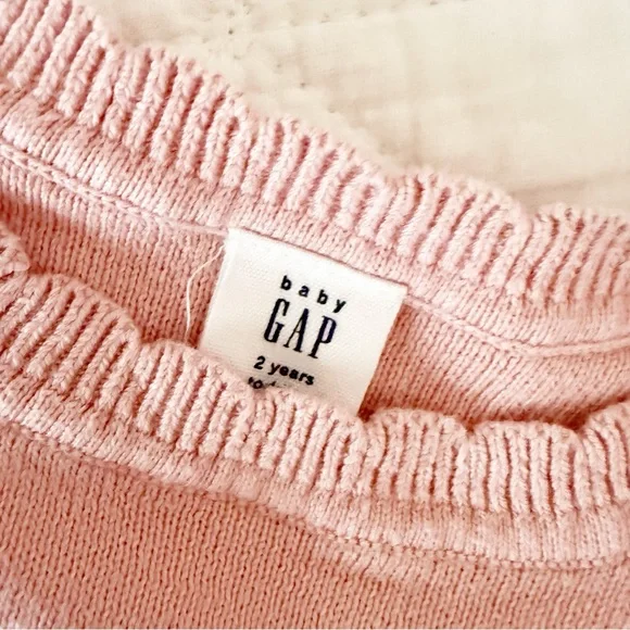 GAP Kids Soft Pink Knit Sweater Silver Stars Ruffle Sleeves 2T - Picture 2 of 3